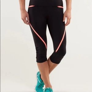Lululemon Run:Pace Crop Leggings Black/Neón